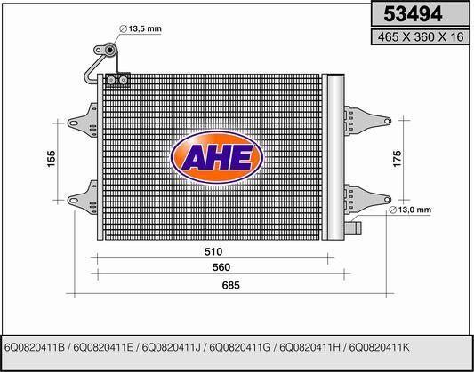 AHE 53494 Радиатор кондиционера (Конденсатор) 53494: Купить в Польше - Отличная цена на 2407.PL!