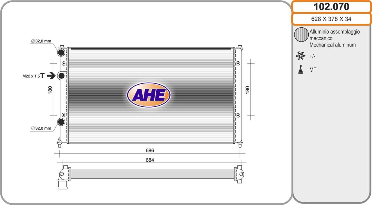 AHE 102.070 Radiator, engine cooling 102070: Buy near me in Poland at 2407.PL - Good price!
