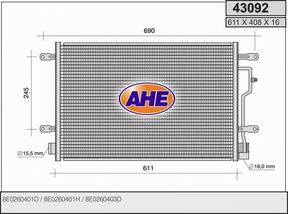AHE 43092 Радиатор кондиционера (Конденсатор) 43092: Отличная цена - Купить в Польше на 2407.PL!