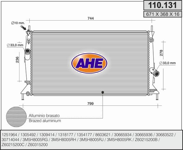 AHE 110.131 Radiator, engine cooling 110131: Buy near me in Poland at 2407.PL - Good price!