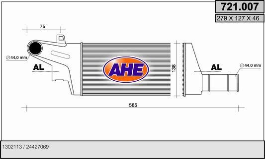AHE 721.007 Intercooler, charger 721007: Buy near me in Poland at 2407.PL - Good price!