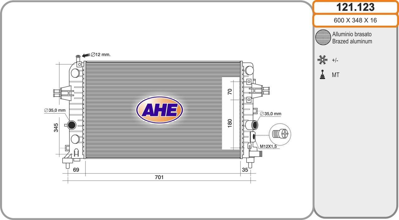 AHE 121.123 Radiator, engine cooling 121123: Buy near me in Poland at 2407.PL - Good price!
