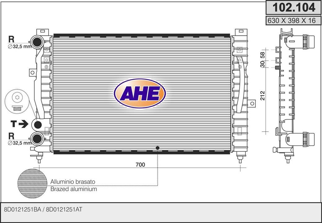 AHE 102.104 Radiator, engine cooling 102104: Buy near me in Poland at 2407.PL - Good price!