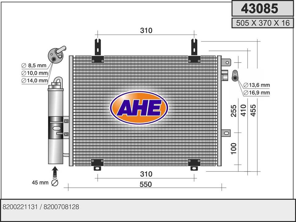 AHE 43085 Радиатор кондиционера (Конденсатор) 43085: Отличная цена - Купить в Польше на 2407.PL!