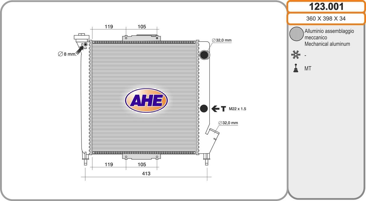 AHE 123.001 Radiator, engine cooling 123001: Buy near me in Poland at 2407.PL - Good price!