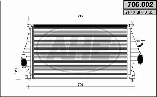 AHE 706.002 Intercooler, charger 706002: Buy near me in Poland at 2407.PL - Good price!