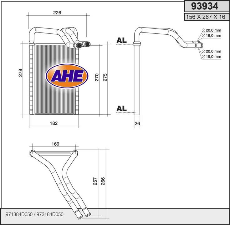 AHE 93934 Heat exchanger, interior heating 93934: Buy near me in Poland at 2407.PL - Good price!