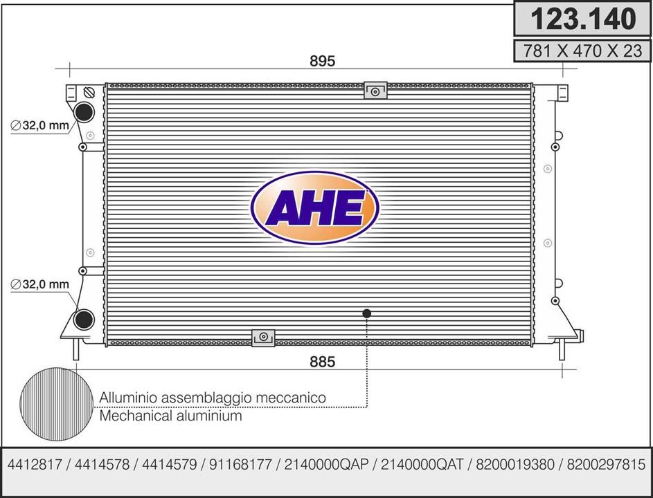 AHE 123.140 Radiator, engine cooling 123140: Buy near me in Poland at 2407.PL - Good price!