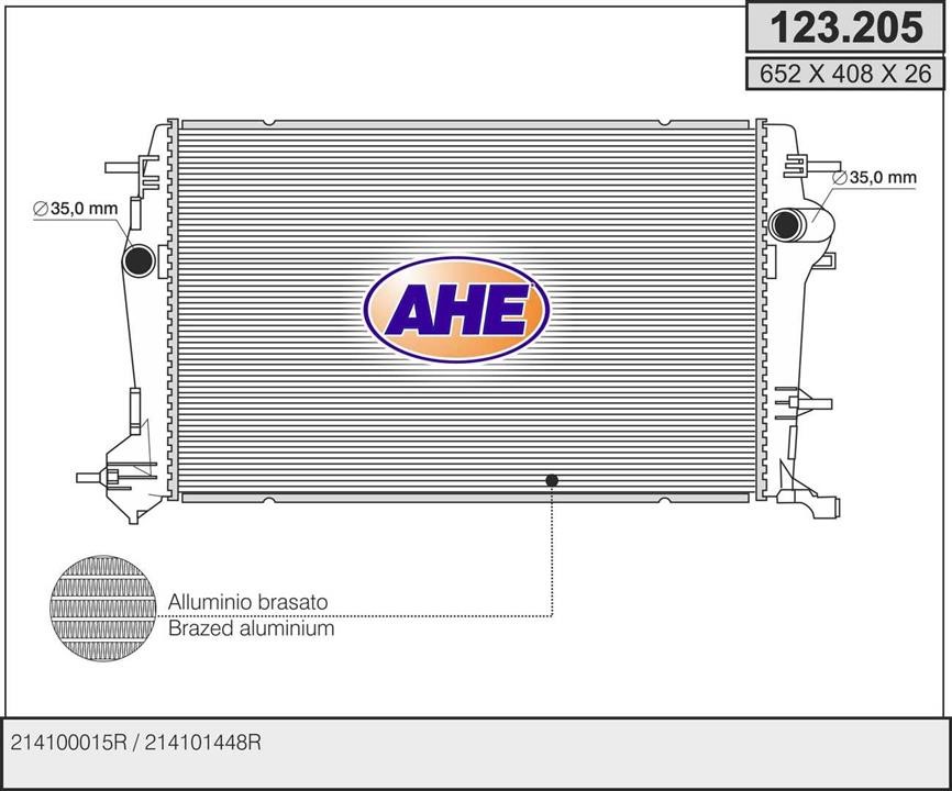 AHE 123.205 Radiator, engine cooling 123205: Buy near me in Poland at 2407.PL - Good price!