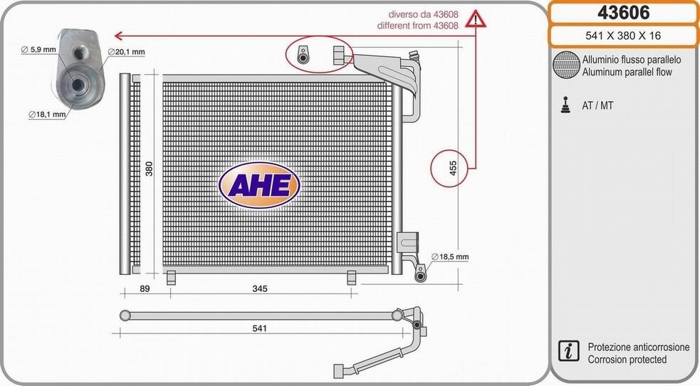 AHE 43606 Радиатор кондиционера (Конденсатор) 43606: Отличная цена - Купить в Польше на 2407.PL!