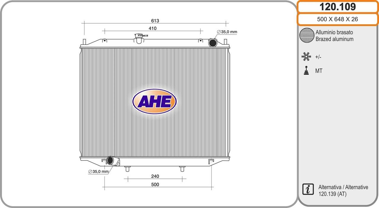 AHE 120.109 Radiator, engine cooling 120109: Buy near me in Poland at 2407.PL - Good price!