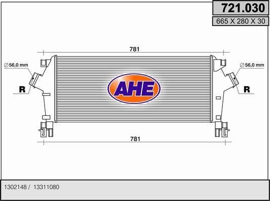 AHE 721.030 Intercooler, charger 721030: Buy near me in Poland at 2407.PL - Good price!