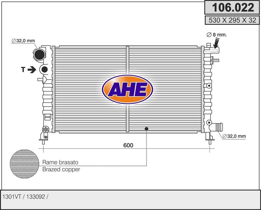 AHE 106.022 Радіатор охолодження двигуна 106022: Приваблива ціна - Купити у Польщі на 2407.PL!