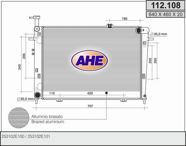 AHE 112108 Radiator, engine cooling 112108: Buy near me in Poland at 2407.PL - Good price!