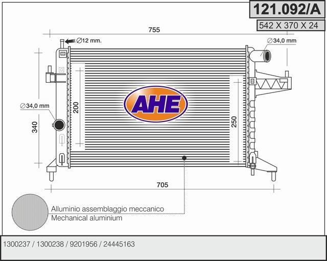 AHE 121.092/A Радіатор охолодження двигуна 121092A: Приваблива ціна - Купити у Польщі на 2407.PL!