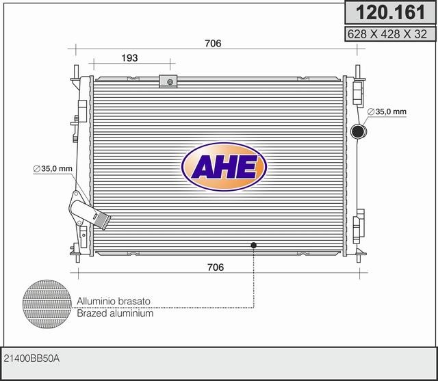 AHE 120.161 Radiator, engine cooling 120161: Buy near me in Poland at 2407.PL - Good price!