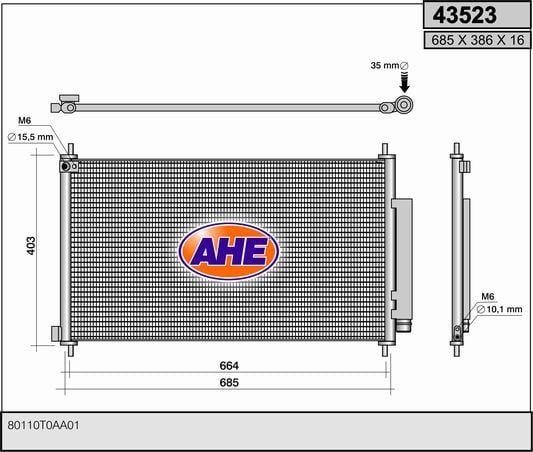 AHE 43523 Радиатор кондиционера (Конденсатор) 43523: Отличная цена - Купить в Польше на 2407.PL!