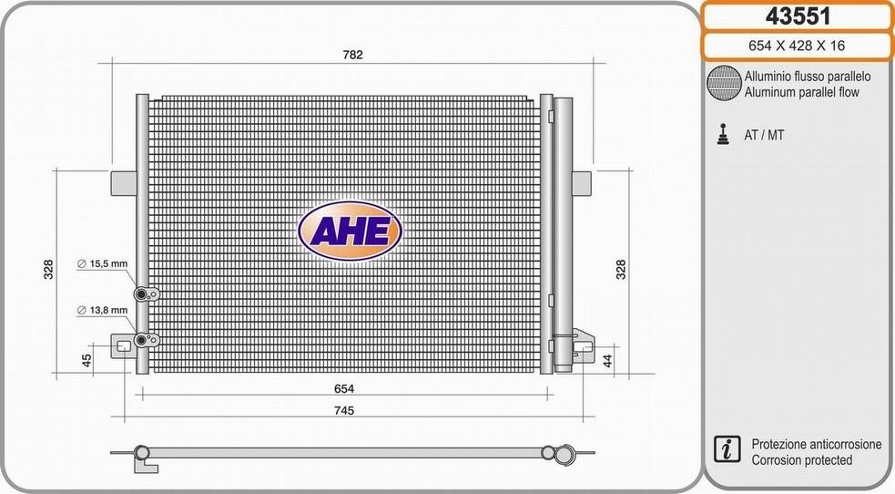 AHE 43551 Радиатор кондиционера (Конденсатор) 43551: Отличная цена - Купить в Польше на 2407.PL!