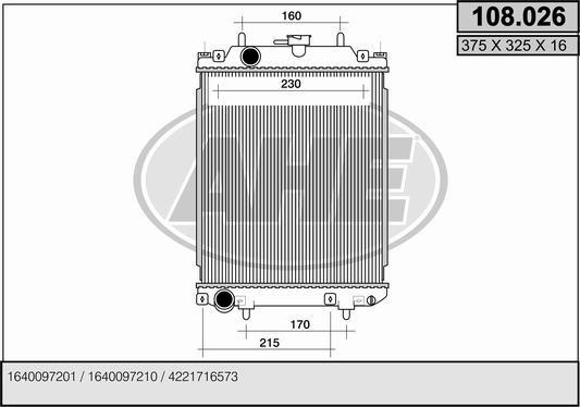 AHE 108.026 Radiator, engine cooling 108026: Buy near me in Poland at 2407.PL - Good price!