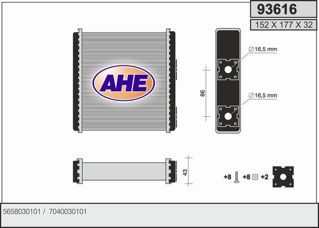 AHE 93616 Радиатор отопителя салона 93616: Отличная цена - Купить в Польше на 2407.PL!