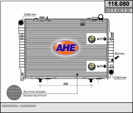 AHE 118.080 Radiator, engine cooling 118080: Buy near me in Poland at 2407.PL - Good price!