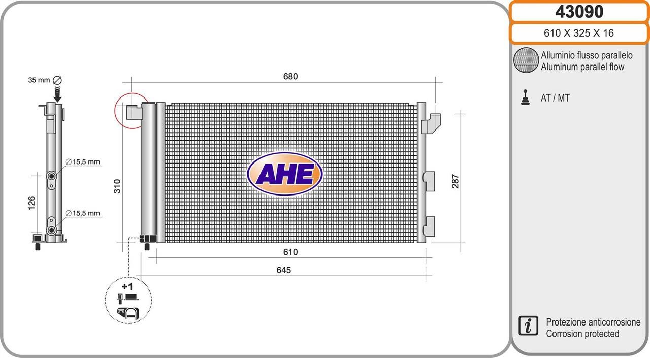 AHE 43090 Радиатор кондиционера (Конденсатор) 43090: Отличная цена - Купить в Польше на 2407.PL!