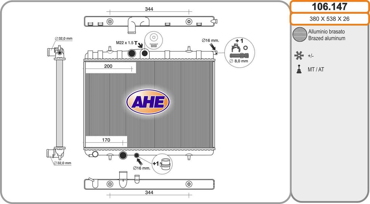 AHE 106.147 Radiator, engine cooling 106147: Buy near me in Poland at 2407.PL - Good price!
