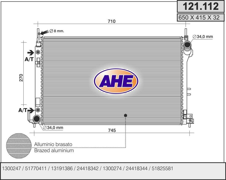AHE 121.112 Radiator, engine cooling 121112: Buy near me in Poland at 2407.PL - Good price!
