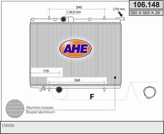 AHE 106.148 Radiator, engine cooling 106148: Buy near me in Poland at 2407.PL - Good price!