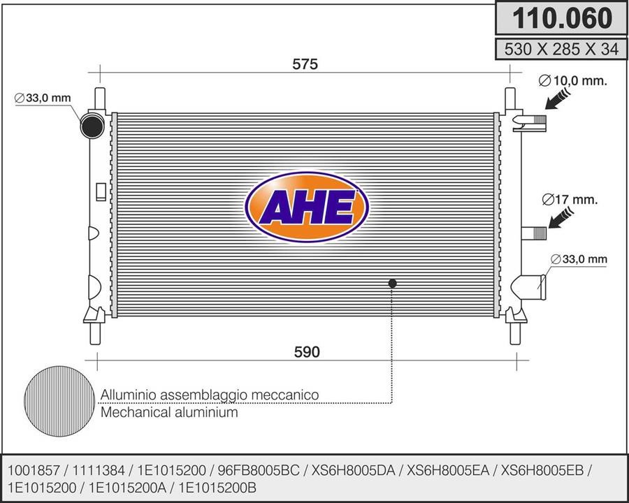 AHE 110.060 Радіатор охолодження двигуна 110060: Приваблива ціна - Купити у Польщі на 2407.PL!