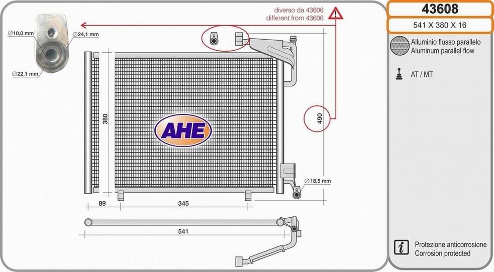 AHE 43608 Радиатор кондиционера (Конденсатор) 43608: Отличная цена - Купить в Польше на 2407.PL!