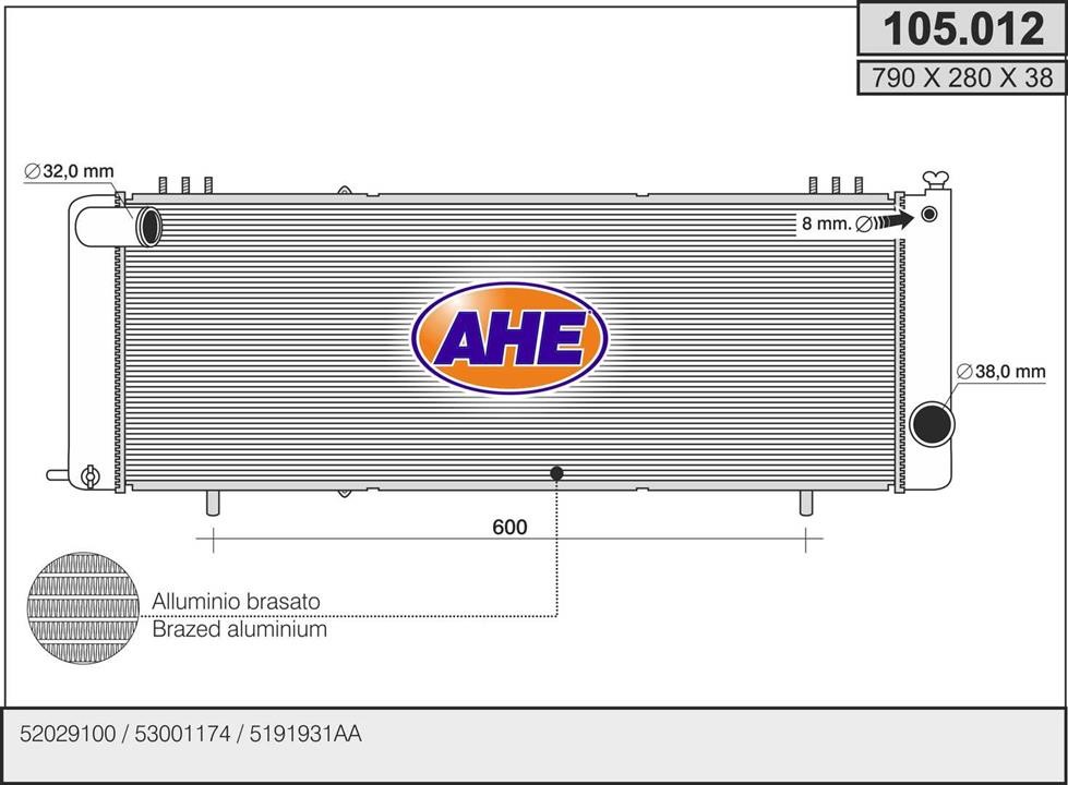 AHE 105.012 Radiator, engine cooling 105012: Buy near me in Poland at 2407.PL - Good price!