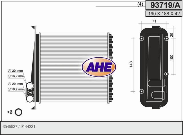 AHE 93719/A Heat exchanger, interior heating 93719A: Buy near me in Poland at 2407.PL - Good price!