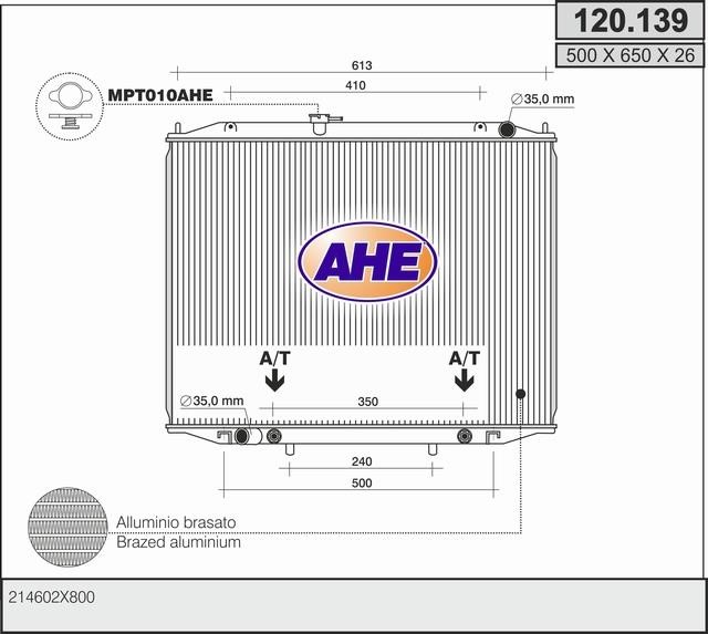 AHE 120.139 Radiator, engine cooling 120139: Buy near me in Poland at 2407.PL - Good price!