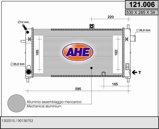 AHE 121.006 Radiator, engine cooling 121006: Buy near me in Poland at 2407.PL - Good price!