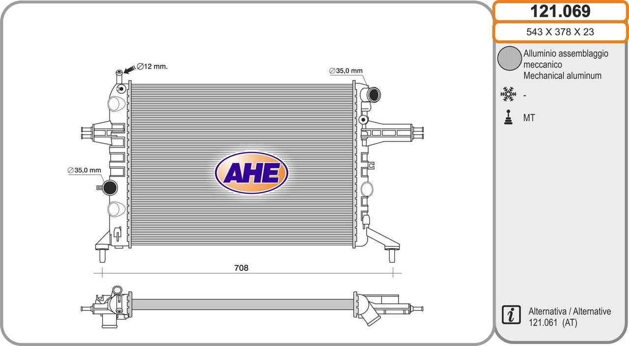 AHE 121.069 Radiator, engine cooling 121069: Buy near me in Poland at 2407.PL - Good price!