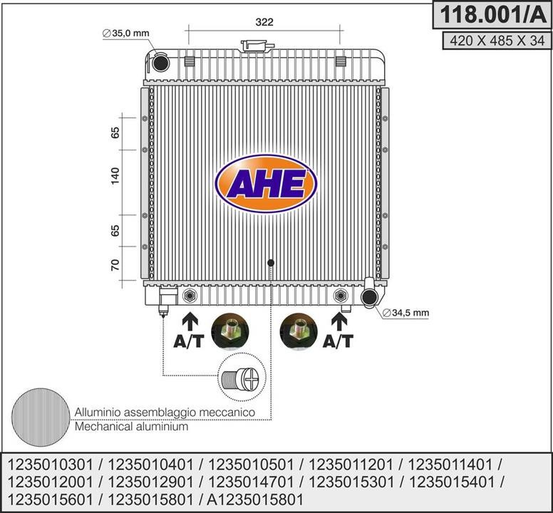 AHE 118.001/A Radiator, engine cooling 118001A: Buy near me at 2407.PL in Poland at an Affordable price!