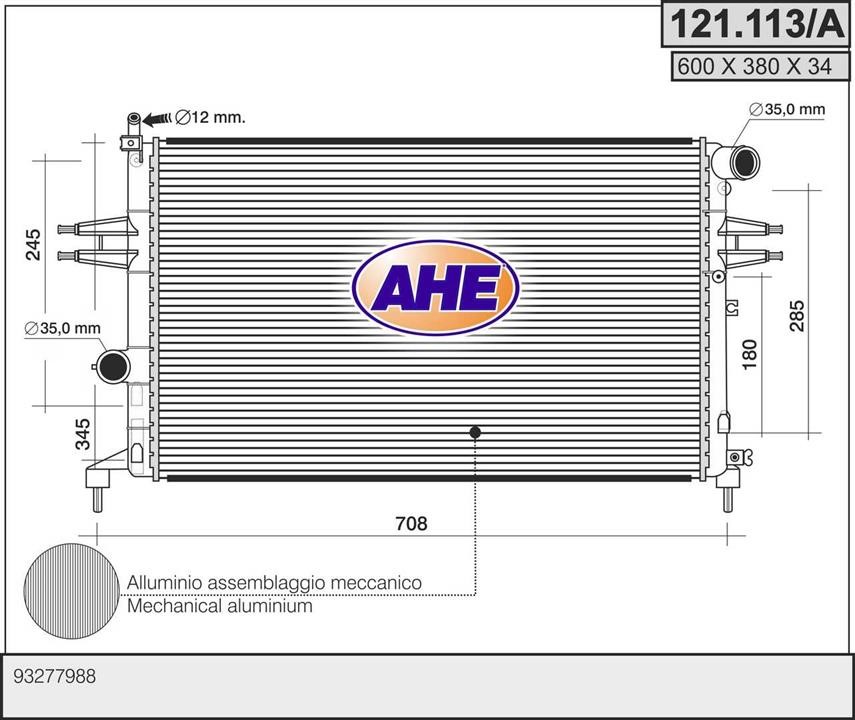 AHE 121.113/A Radiator, engine cooling 121113A: Buy near me in Poland at 2407.PL - Good price!