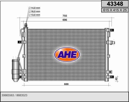 AHE 43348 Радиатор кондиционера (Конденсатор) 43348: Отличная цена - Купить в Польше на 2407.PL!