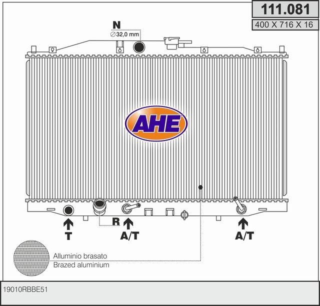 AHE 111.081 Radiator, engine cooling 111081: Buy near me in Poland at 2407.PL - Good price!