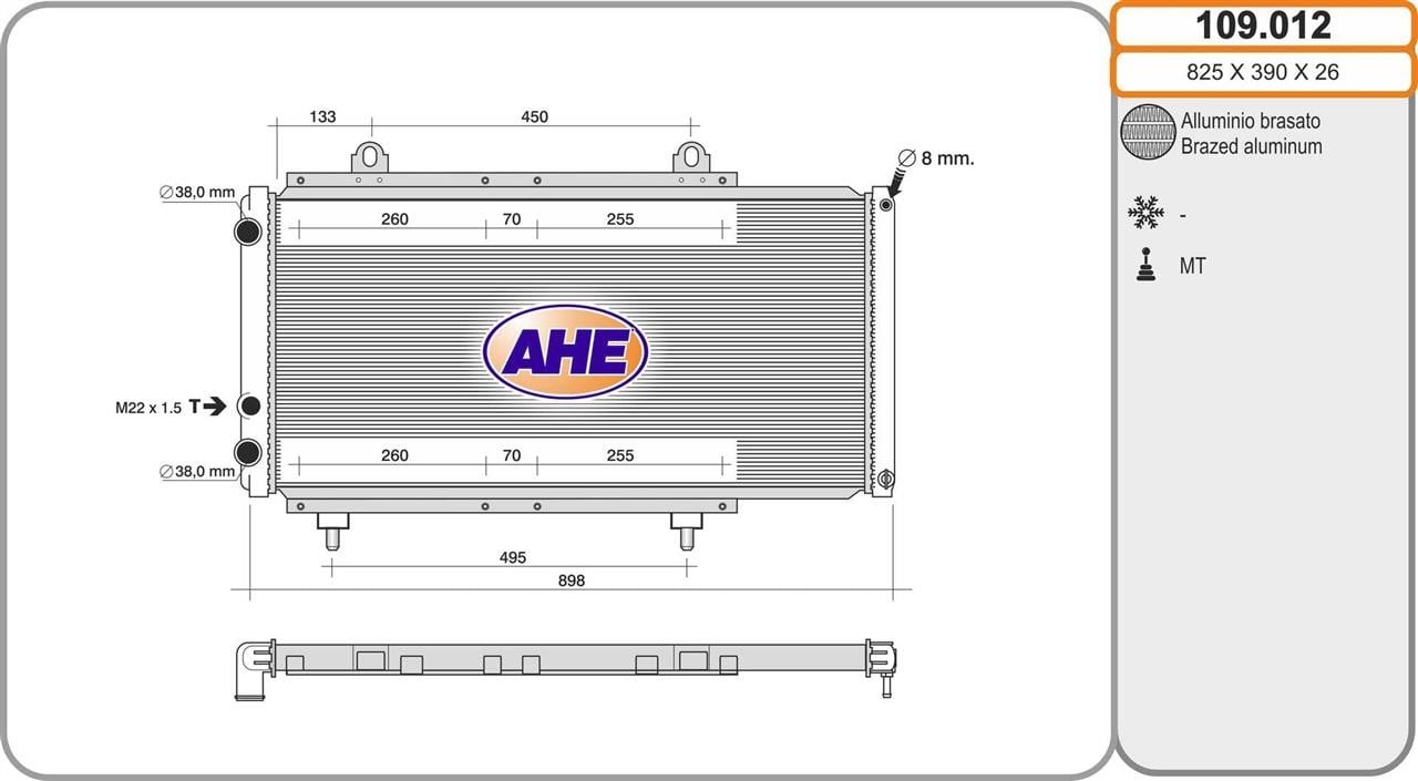 AHE 109.012 Radiator, engine cooling 109012: Buy near me in Poland at 2407.PL - Good price!