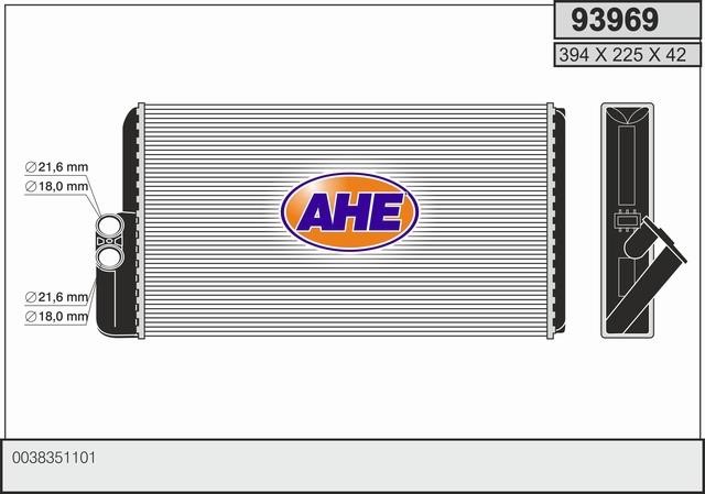 AHE 93969 Heat exchanger, interior heating 93969: Buy near me in Poland at 2407.PL - Good price!