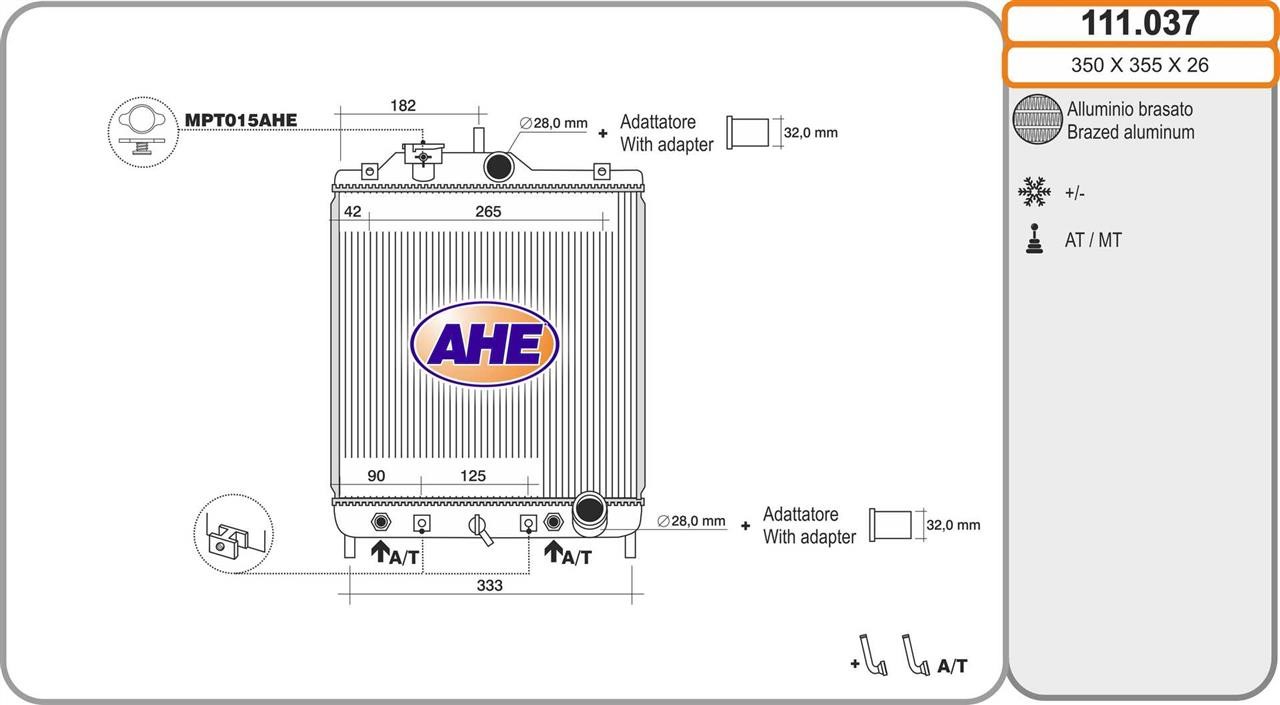 AHE 111.037 Radiator, engine cooling 111037: Buy near me in Poland at 2407.PL - Good price!