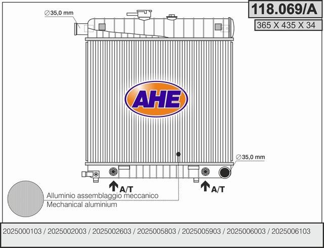 AHE 118.069/A Radiator, engine cooling 118069A: Buy near me in Poland at 2407.PL - Good price!