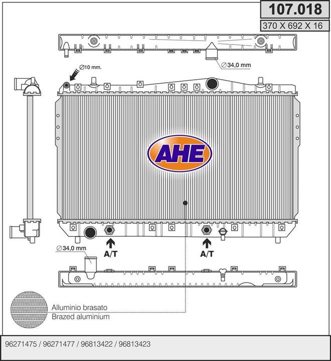 AHE 107.018 Radiator, engine cooling 107018: Buy near me in Poland at 2407.PL - Good price!