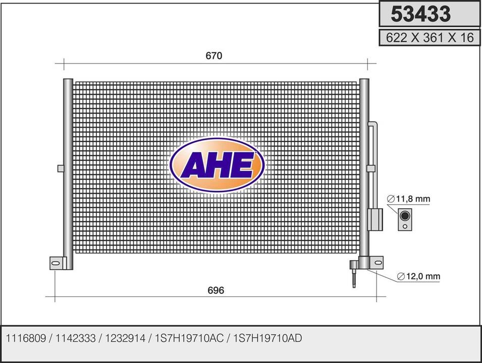 AHE 53433 Радиатор кондиционера (Конденсатор) 53433: Отличная цена - Купить в Польше на 2407.PL!