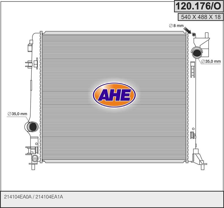 AHE 120176/O Radiator, engine cooling 120176O: Buy near me in Poland at 2407.PL - Good price!