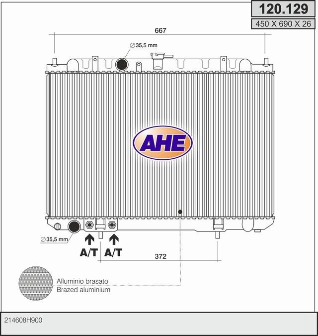 AHE 120.129 Radiator, engine cooling 120129: Buy near me in Poland at 2407.PL - Good price!