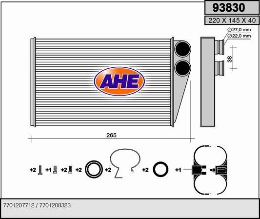 AHE 93830 Heat exchanger, interior heating 93830: Buy near me in Poland at 2407.PL - Good price!