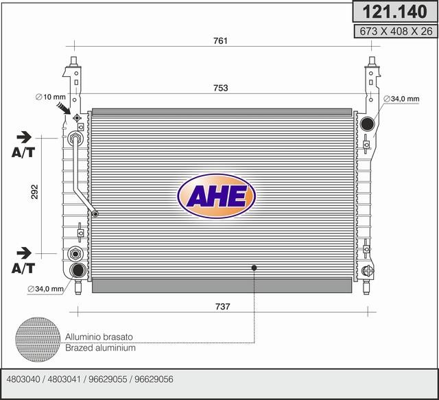 AHE 121.140 Radiator, engine cooling 121140: Buy near me in Poland at 2407.PL - Good price!